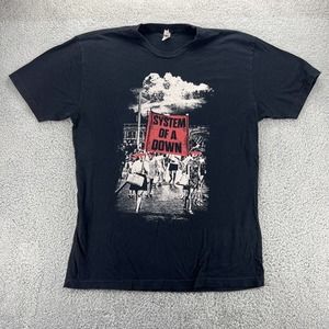 Y2K System of a Down Banner Marches Tour Tshirt Mens Medium Black Short Sleeve
